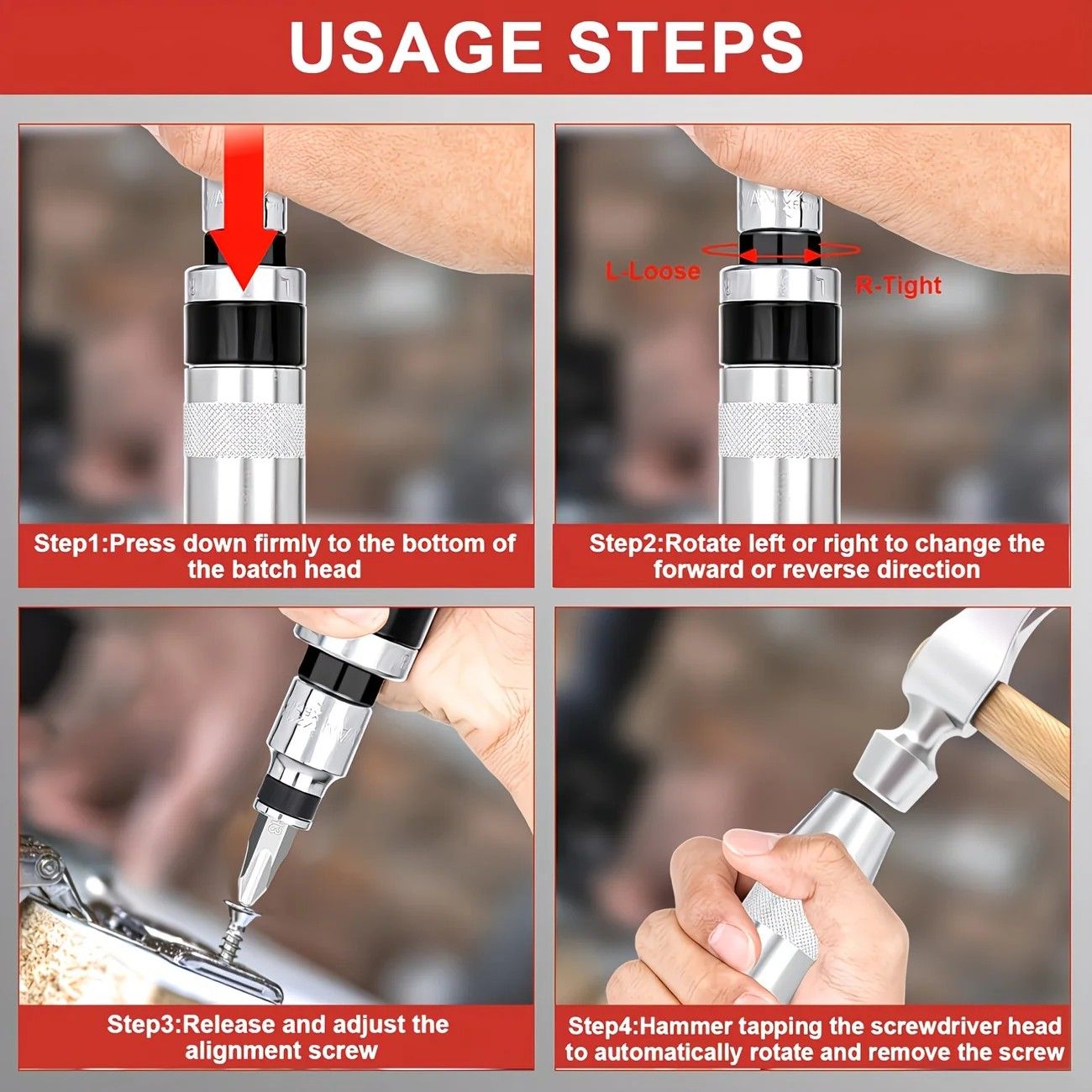16-Piece Manual Impact Screwdriver Set: One Tap to Loosen, One Turn to Tighten, the Universal Tool for Home and Auto Repair - Image 3
