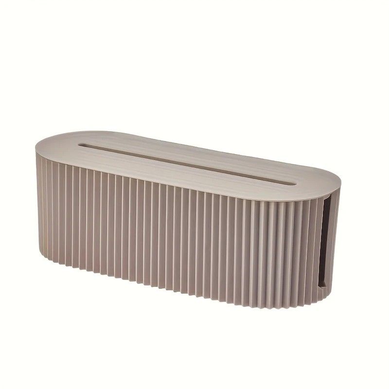 1 Multi-Scene Cable Storage Box Durable Desktop TV Cable Management System with Lid  Scratch-Resistant Storage Case, Suitable for Power Strips, Chargers, and Home Office Supplies.(light brown) - Image 1
