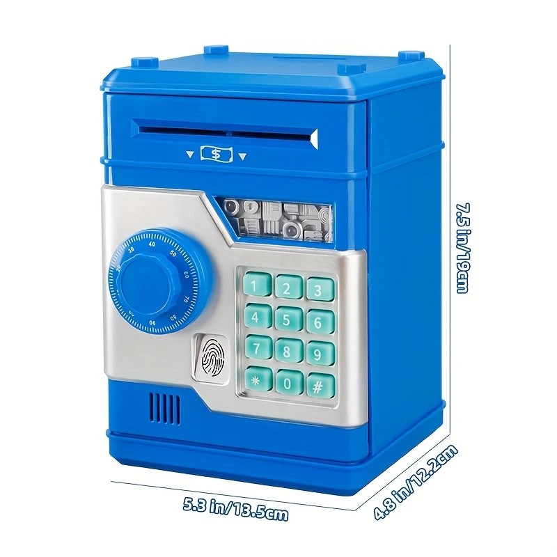 Children's Password Piggy Bank, Dual Lock,BLUE  Automatic Bill Intake, Develops Savings Habit, Multiple Colors Available, Battery Not Included - Image 8