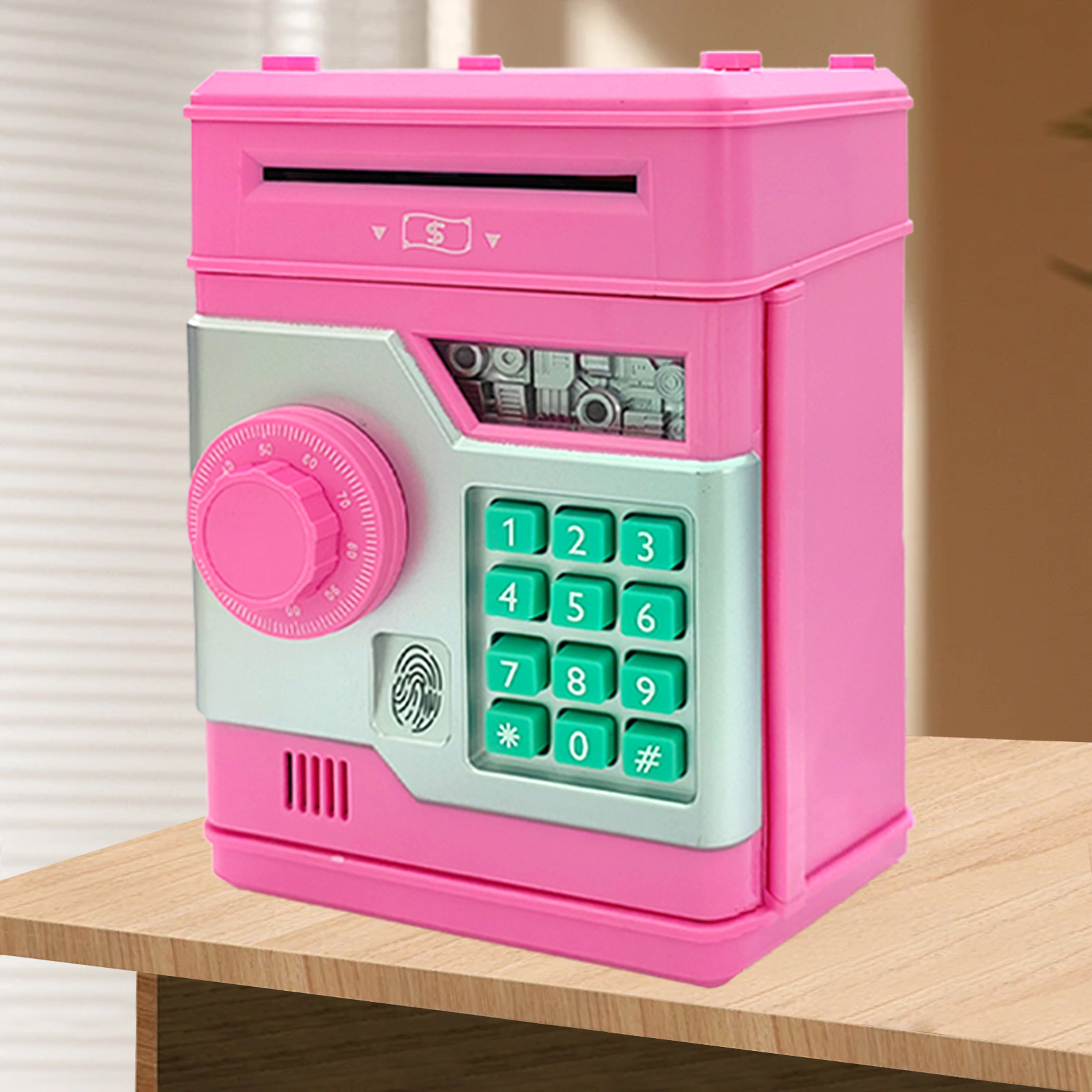 PINK Children's Password Piggy Bank, Dual Lock, Automatic Bill Intake, Develops Savings Habit, Multiple Colors Available, Battery Not Included - Image 1