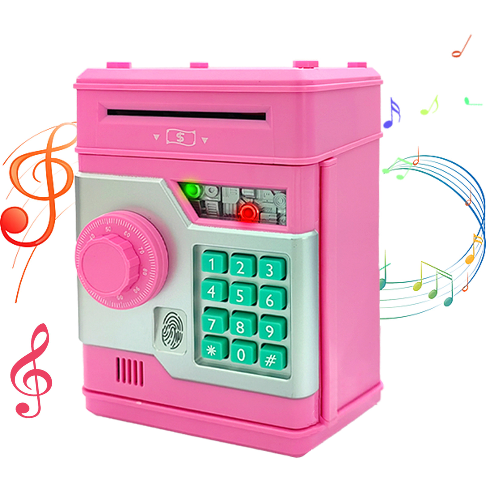PINK Children's Password Piggy Bank, Dual Lock, Automatic Bill Intake, Develops Savings Habit, Multiple Colors Available, Battery Not Included - Image 2