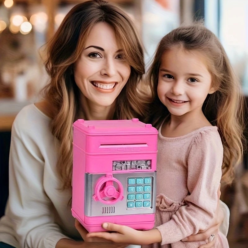 Children's Password Piggy Bank, Stores Coins & Paper Money, Auto Roll-Up, Sound & Light Interaction, Fosters Good Savings Habits. Battery Not Included.BLUE - Image 2