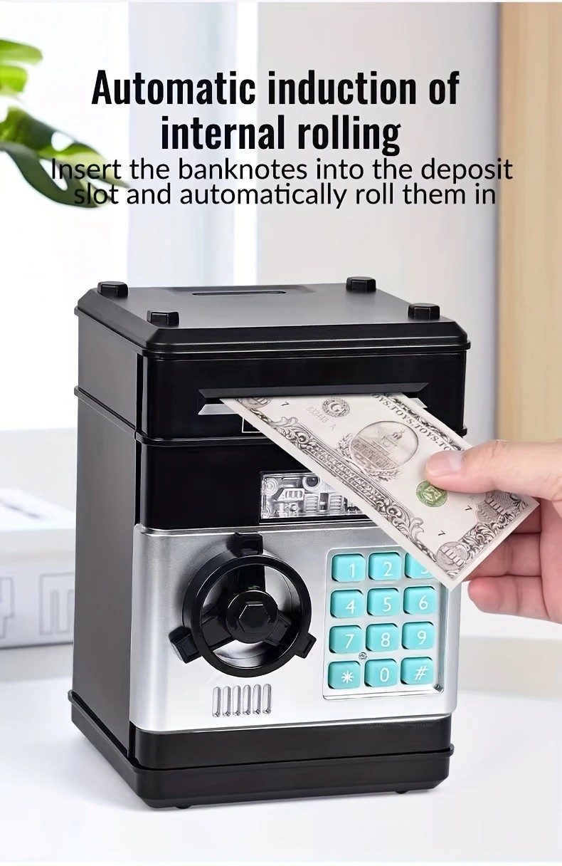 Children's Password Piggy Bank, Stores Coins & Paper Money, Auto Roll-Up, Sound & Light Interaction, Fosters Good Savings Habits. Battery Not Included.BLUE - Image 5