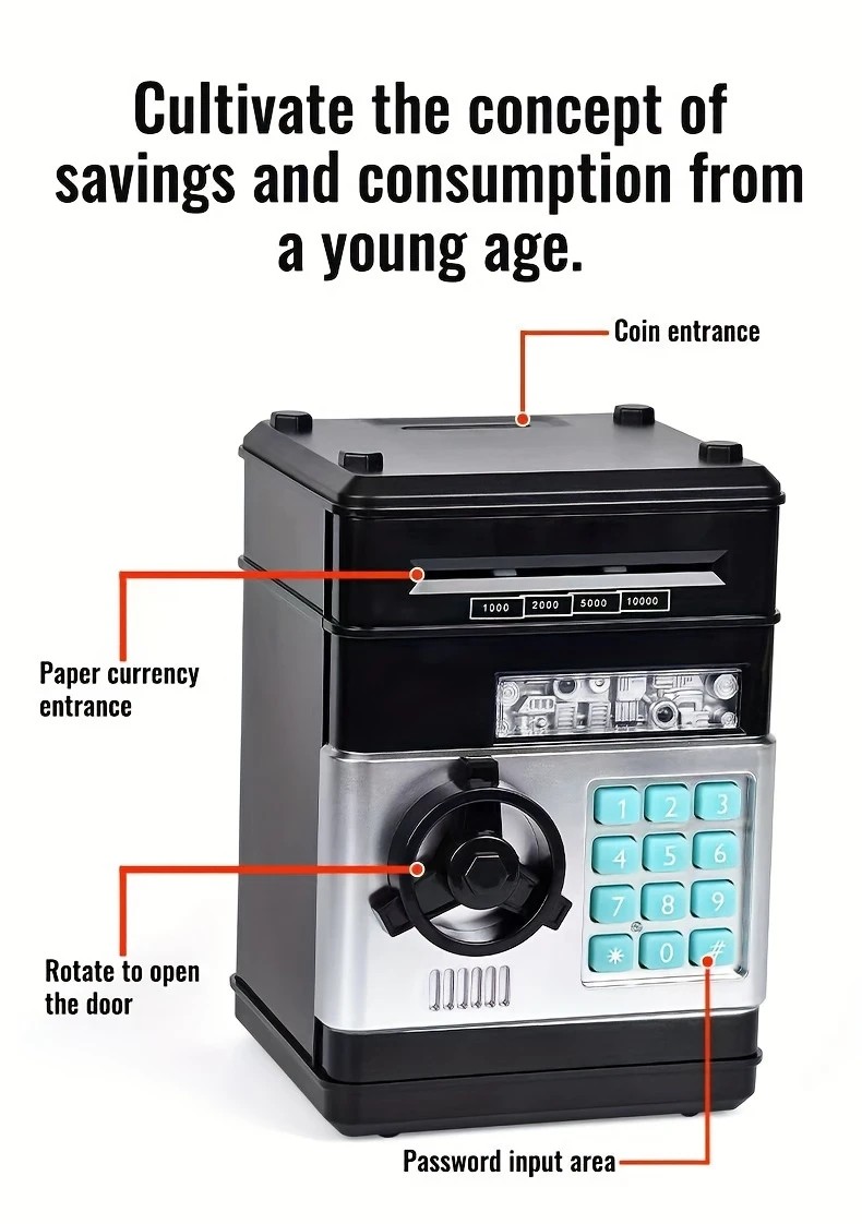 Children's Password Piggy Bank, Stores Coins & Paper Money, Auto Roll-Up, Sound & Light Interaction, Fosters Good Savings Habits. Battery Not Included.BLUE - Image 8
