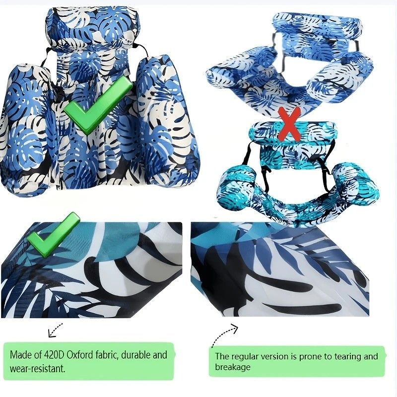 Water Floating Lounge Chair: Floating Pillow Design, Stable Sitting and Lying, Durable Oxford Fabric, Pool and Beach Vacation Companion.GREEN - Image 8
