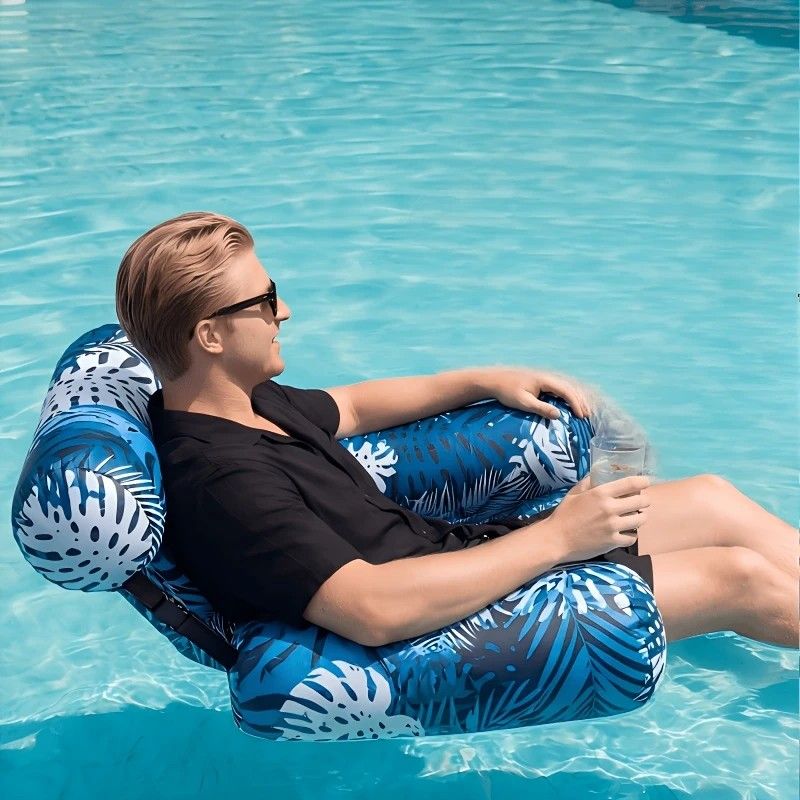 Water Floating Lounge Chair: Floating Pillow Design, Stable Sitting and Lying, Durable Oxford Fabric, Pool and Beach Vacation Companion.BLUE - Image 2