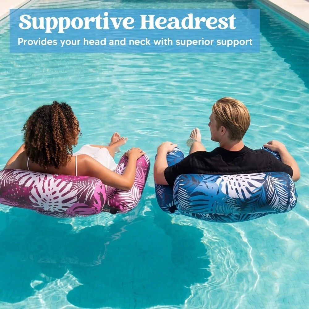 Water Floating Lounge Chair: Floating Pillow Design, Stable Sitting and Lying, Durable Oxford Fabric, Pool and Beach Vacation Companion.BLUE - Image 8