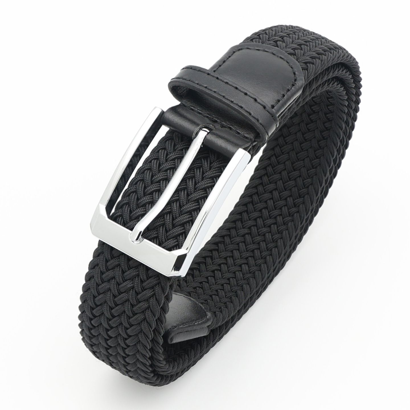 No-Hole Elastic Woven Belt, Unisex Comfortable and Versatile, Strong Elasticity Anti-Loosening, Breathable and Skin-Friendly No Sweating, Essential for Outdoor Sports and Daily Commute, A Casual Style Choice/Black : L code - Image 1