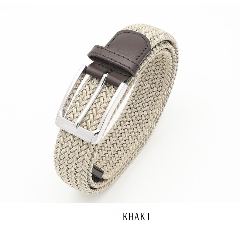 No-Hole Elastic Woven Belt, Unisex Comfortable and Versatile, Strong Elasticity Anti-Loosening, Breathable and Skin-Friendly No Sweating, Essential for Outdoor Sports and Daily Commute, A Casual Style Choice/khaki:L code - Image 1