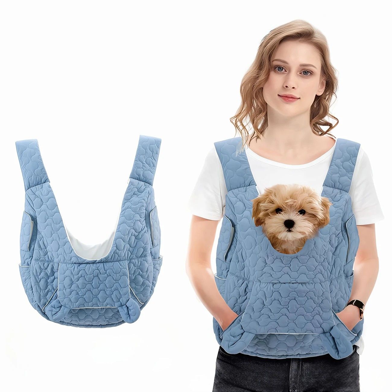 Pet Chest Carrier Front-Facing Backpack Small Dog Cat Breathable Carrier Hands-Free Sling(BLUE) - Image 1