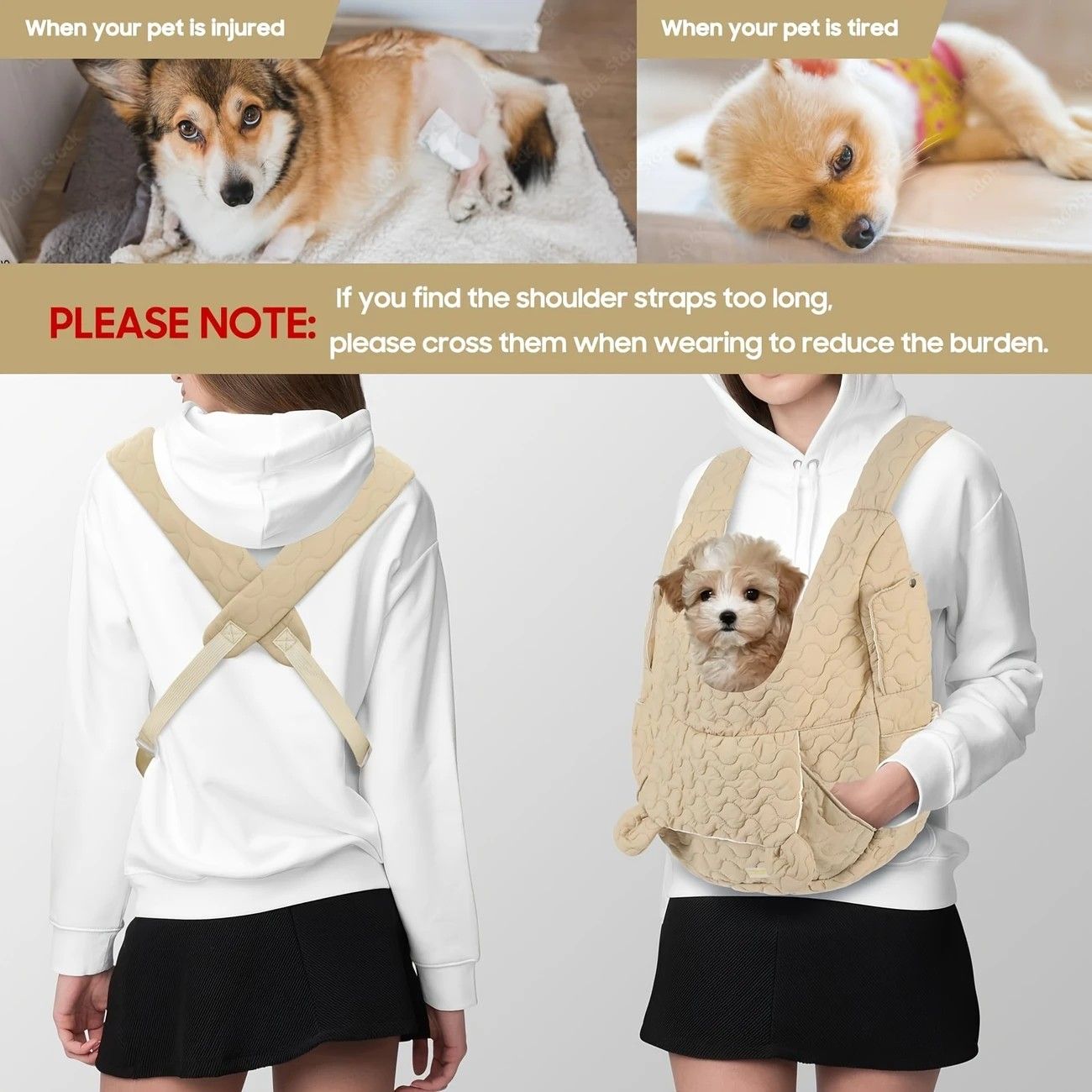 Pet Chest Carrier Front-Facing Backpack Small Dog Cat Breathable Carrier Hands-Free Sling(khaki) - Image 7