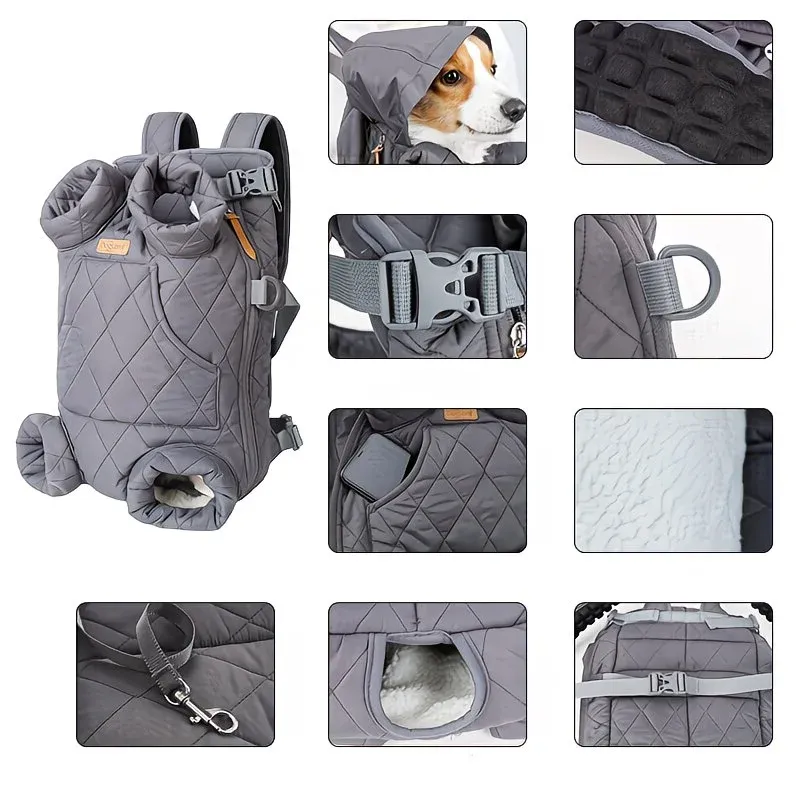 Winter Pet Front Pack: Warm, Lightweight, Hands-Free, Cozy Companion for Every Journey/black - Image 6