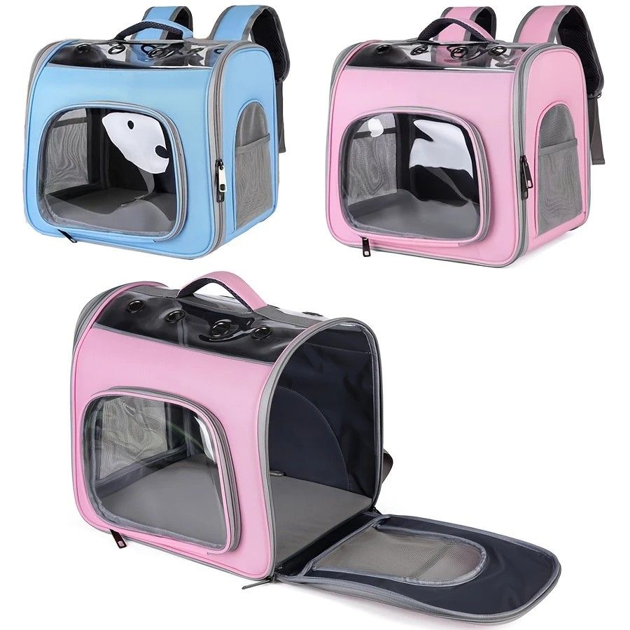 Pet Backpack Portable Transparent Foldable Comfort Design Hands-Free Travel for Cats Small Dogs(grey) - Image 4