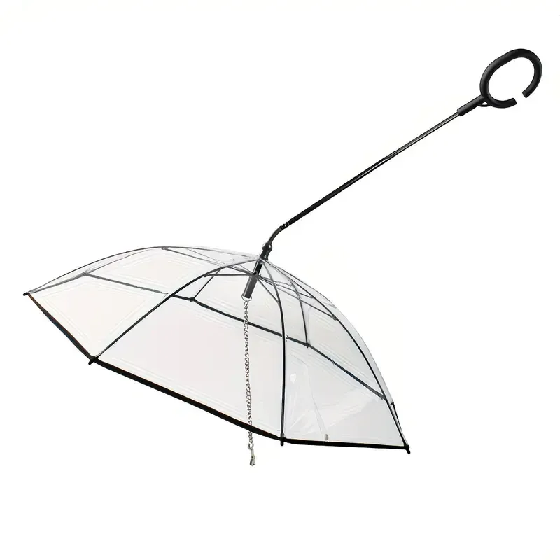Bendable transparent pet umbrella with leash chain, rain or shine, one umbrella for outdoor pet walks - Image 6