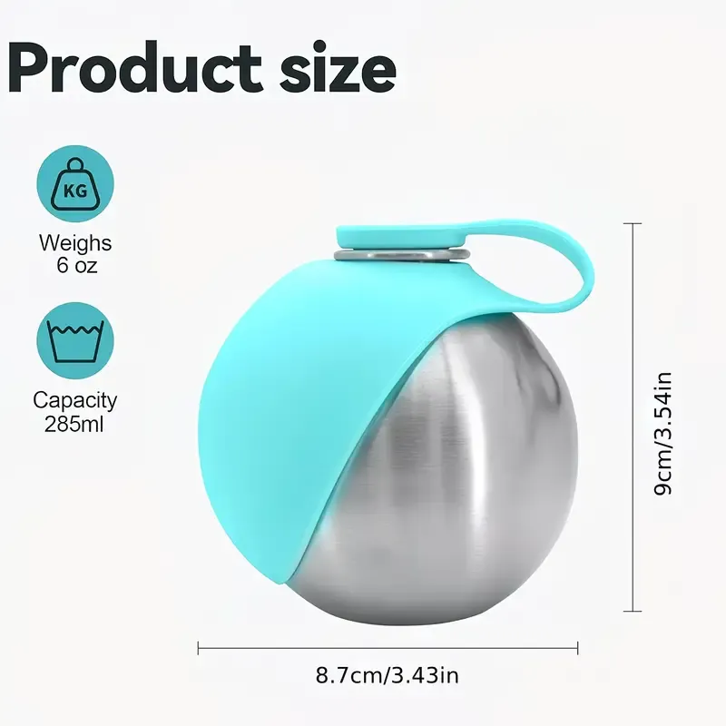 Portable Stainless Steel Cat & Dog Water Bottle, Leak-Proof 2-in-1 with Bowl, One-Press Drink & Feed for Outdoor Walks & Travel, Lightweight & Easy to Carry, Pet Essential./blue - Image 2