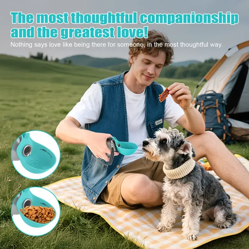 Portable Stainless Steel Cat & Dog Water Bottle, Leak-Proof 2-in-1 with Bowl, One-Press Drink & Feed for Outdoor Walks & Travel, Lightweight & Easy to Carry, Pet Essential./GREY - Image 4