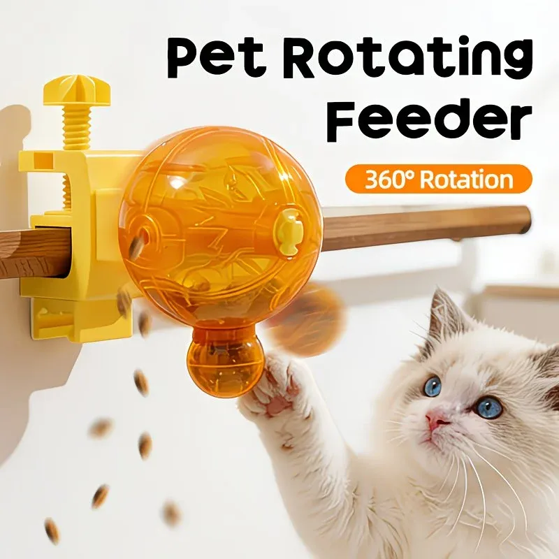 Pet Puzzle Spinning Feeder: 360° Slow Feeding Portion Control, Clip-On Installation, Eat While Playing/the little orange - Image 1