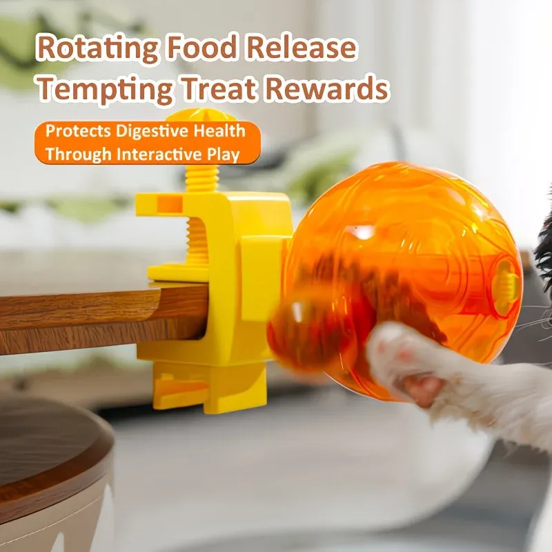 Pet Puzzle Spinning Feeder: 360° Slow Feeding Portion Control, Clip-On Installation, Eat While Playing/the little orange - Image 2
