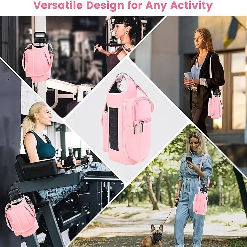 6-Magnet Suction Fitness Water Bottle Bag: Comes with Phone Pocket + Multi-Pocket Crossbody Design, Adjustable Shoulder Strap, Compatible with Treadmill and Squat Rack, Thickened Wear-Resistant Sports Essential/BLACK - Image 8