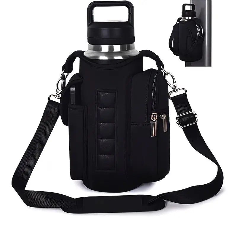 6-Magnet Suction Fitness Water Bottle Bag: Comes with Phone Pocket + Multi-Pocket Crossbody Design, Adjustable Shoulder Strap, Compatible with Treadmill and Squat Rack, Thickened Wear-Resistant Sports Essential/beige - Image 5