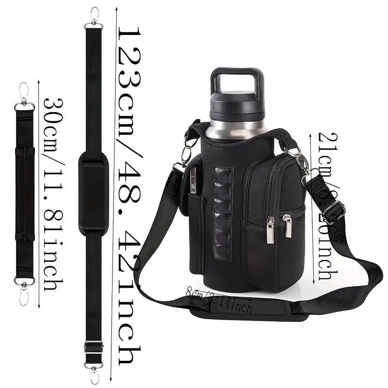 6-Magnet Suction Fitness Water Bottle Bag: Comes with Phone Pocket + Multi-Pocket Crossbody Design, Adjustable Shoulder Strap, Compatible with Treadmill and Squat Rack, Thickened Wear-Resistant Sports Essential/beige - Image 7
