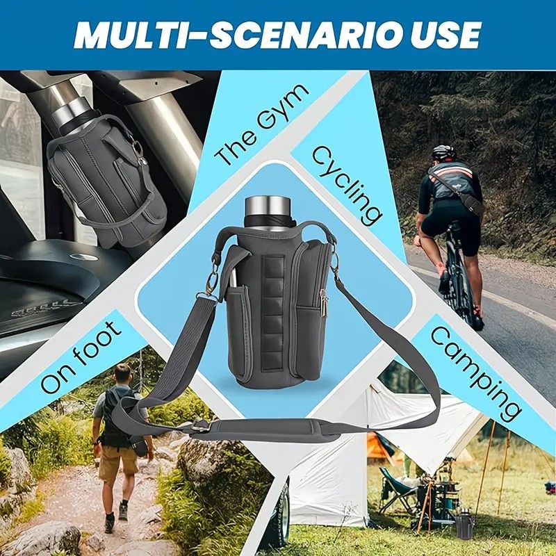 6-Magnet Suction Fitness Water Bottle Bag: Comes with Phone Pocket + Multi-Pocket Crossbody Design, Adjustable Shoulder Strap, Compatible with Treadmill and Squat Rack, Thickened Wear-Resistant Sports Essential/beige - Image 8