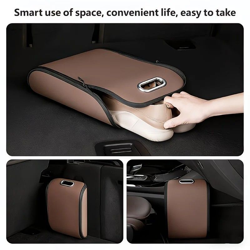 Car Trunk Shoe Box Organizer: Waterproof and Durable PVC Leather, Easy Installation with Velcro, Large Capacity for a Tidy Trunk, Say Goodbye to Mess and Travel in Style!/black - Image 6