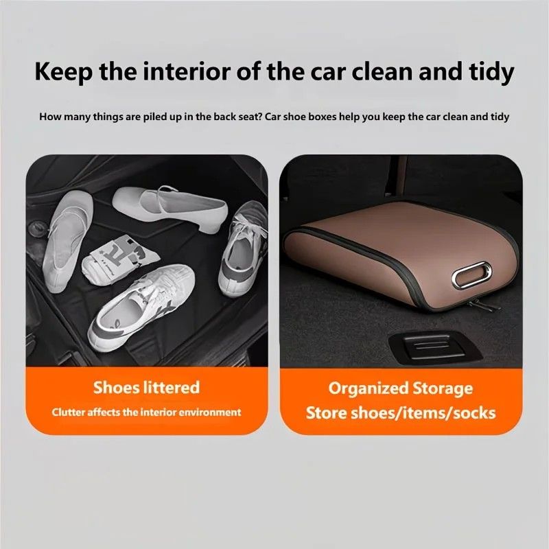 Car Trunk Shoe Box Organizer: Waterproof and Durable PVC Leather, Easy Installation with Velcro, Large Capacity for a Tidy Trunk, Say Goodbye to Mess and Travel in Style!/black - Image 8