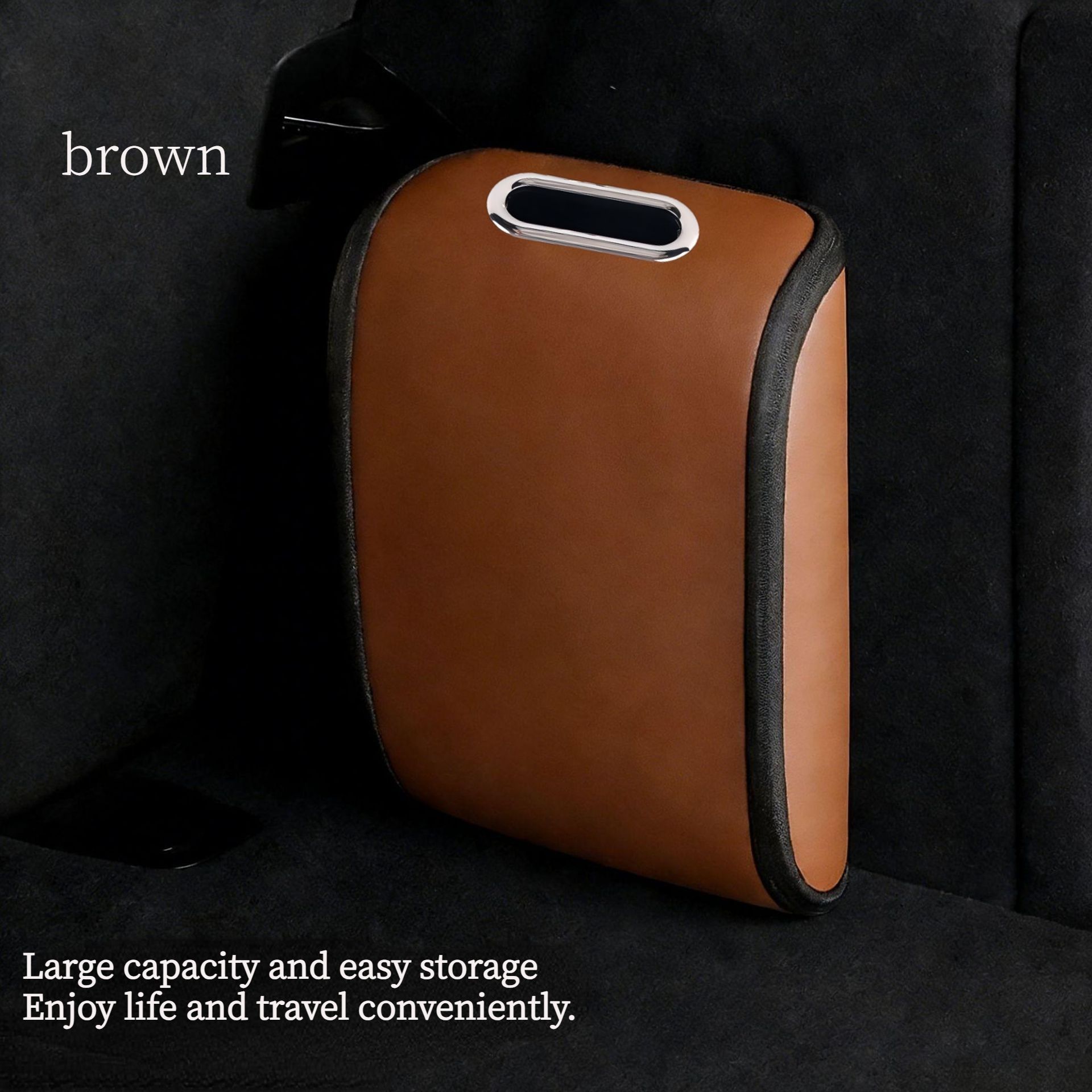 Car Trunk Shoe Box Organizer: Waterproof and Durable PVC Leather, Easy Installation with Velcro, Large Capacity for a Tidy Trunk, Say Goodbye to Mess and Travel in Style!/BROWN - Image 1