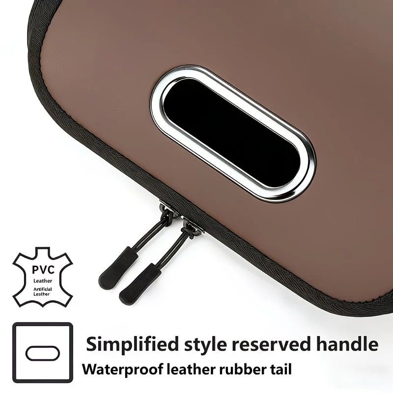 Car Trunk Shoe Box Organizer: Waterproof and Durable PVC Leather, Easy Installation with Velcro, Large Capacity for a Tidy Trunk, Say Goodbye to Mess and Travel in Style!/BROWN - Image 3