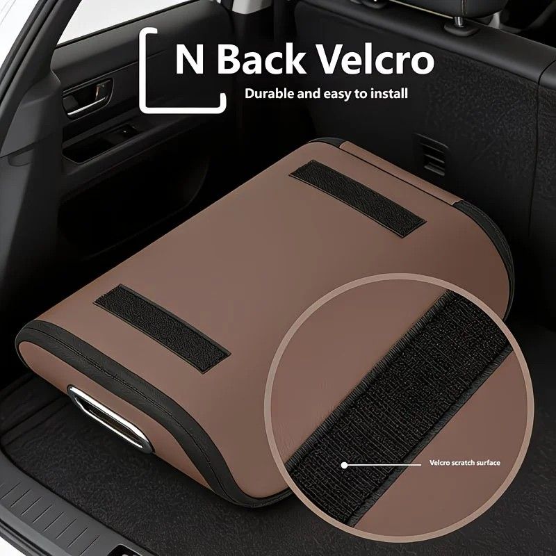 Car Trunk Shoe Box Organizer: Waterproof and Durable PVC Leather, Easy Installation with Velcro, Large Capacity for a Tidy Trunk, Say Goodbye to Mess and Travel in Style!/GREY - Image 5