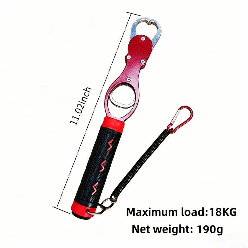 Aluminum Alloy Fish Control & Weighing Tool – Curved Jaw Anti-slip Lock, 18KG Instant Reading Scale(BLUE) - Image 3