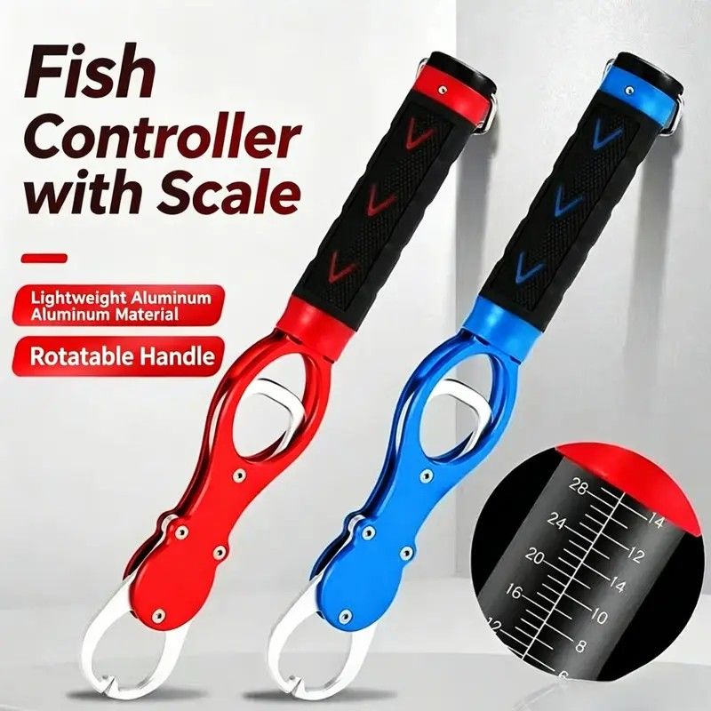 Aluminum Alloy Fish Control & Weighing Tool – Curved Jaw Anti-slip Lock, 18KG Instant Reading Scale(BLUE) - Image 4