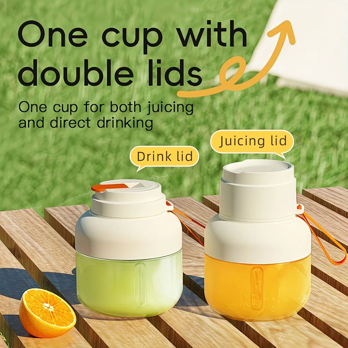 Portable multifunctional large-capacity tumbler, featuring powerful performance for juicing, baby food, and ice crushing. Perfect for home, outdoor, and fitness use, offering fresh and healthy beverages anytime, anywhere.orange - Image 6