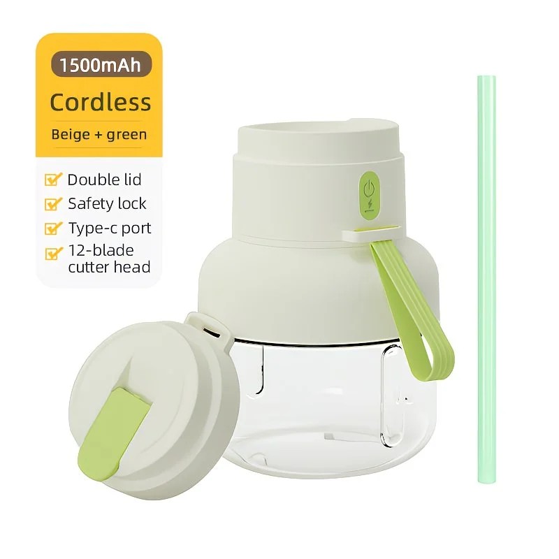 Portable multifunctional large-capacity tumbler, featuring powerful performance for juicing, baby food, and ice crushing. Perfect for home, outdoor, and fitness use, offering fresh and healthy beverages anytime, anywhere.green - Image 1