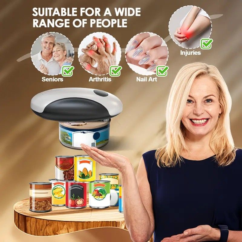 Smart Electric Can Opener, One-Touch Automatic Opening, Type-C Rechargeable with Long Battery Life, Safe and Smooth Edges Protect Hands, Ideal for Elderly, Arthritis Sufferers, and Those with Manicured Nails, Essential Effort-Saving Kitchen Tool - Image 4