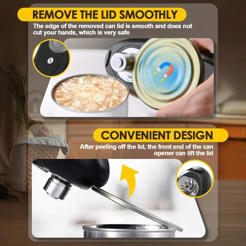 Smart Electric Can Opener, One-Touch Automatic Opening, Type-C Rechargeable with Long Battery Life, Safe and Smooth Edges Protect Hands, Ideal for Elderly, Arthritis Sufferers, and Those with Manicured Nails, Essential Effort-Saving Kitchen Tool - Image 7