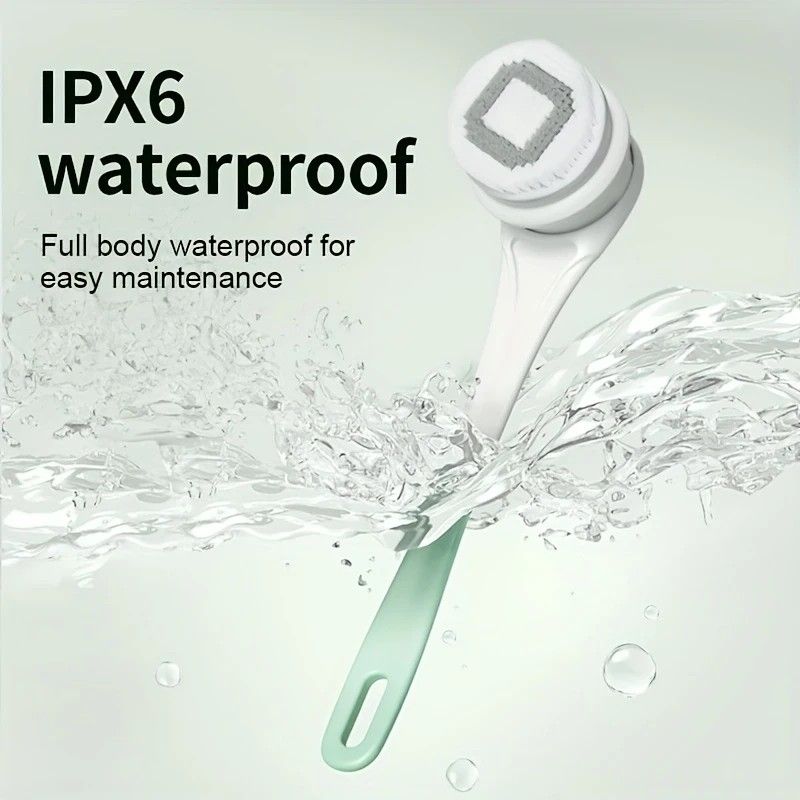 Multi-Function Electric Body Brush: 360° Rotation, Auto-Cleaning, 5 Brush Heads, 3-Speed Adjustment, Wet & Dry Use for Home Spa Experience.GREY - Image 7