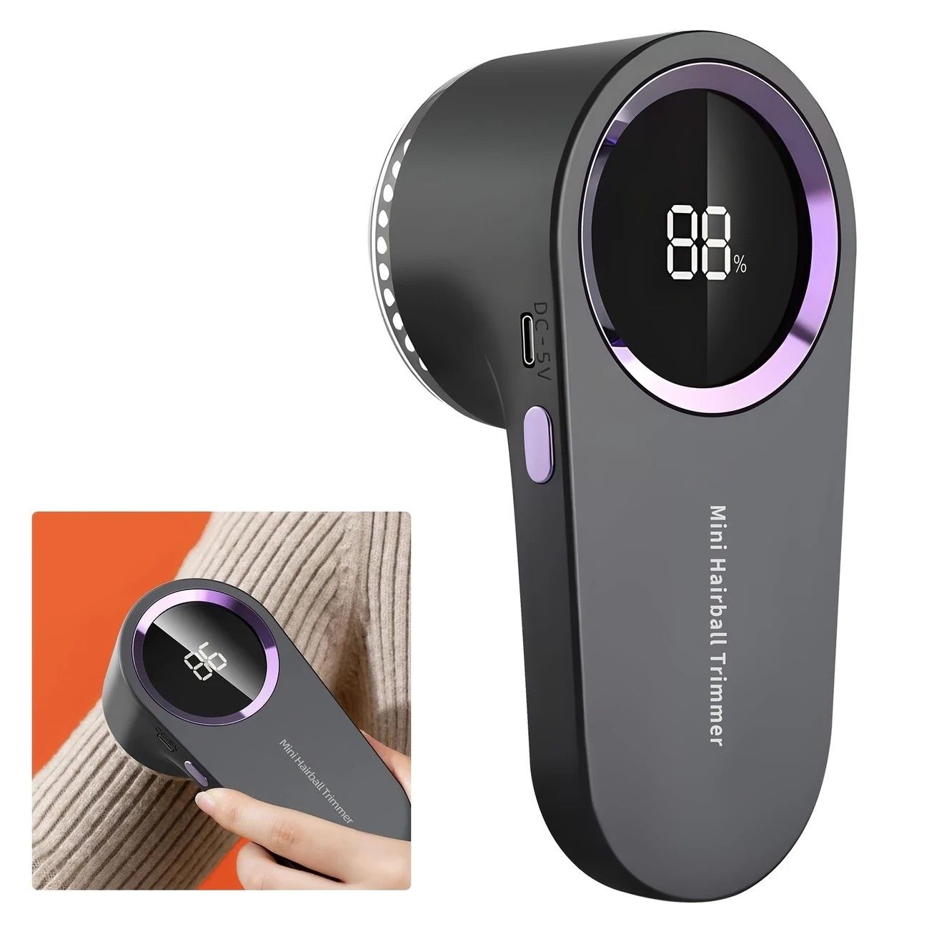 USB rechargeable fabric shaver, digital display portable design, long-lasting battery for home and travel, easily removes pills from clothes and socks.(black) - Image 2