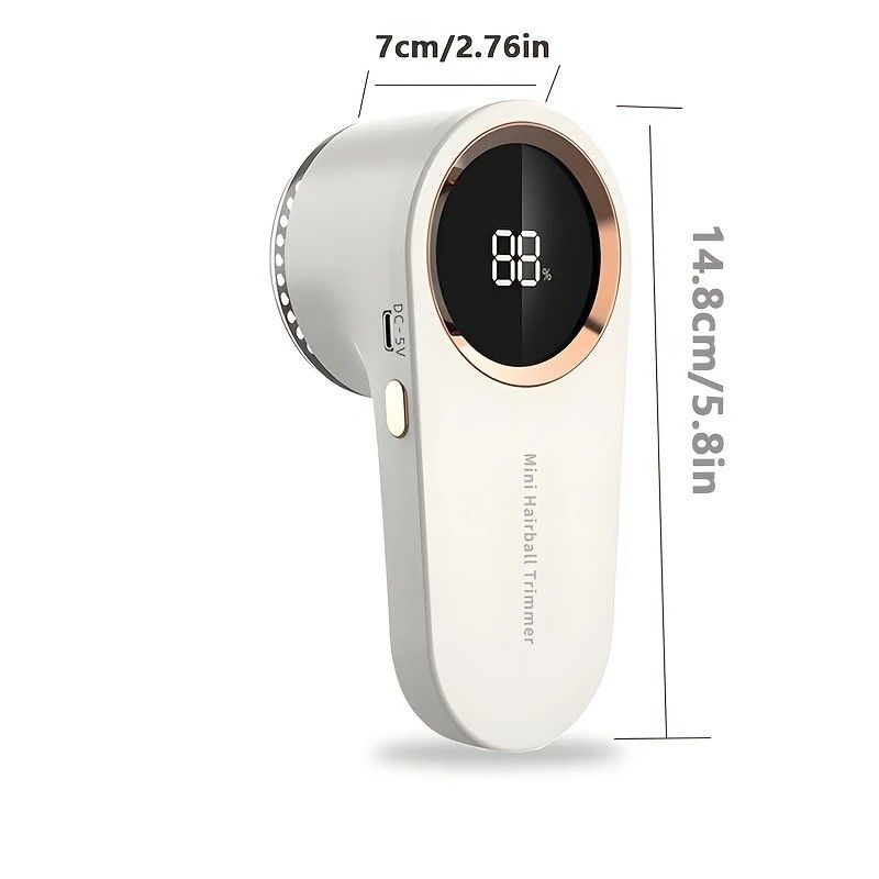 USB rechargeable fabric shaver, digital display portable design, long-lasting battery for home and travel, easily removes pills from clothes and socks.(WHITE) - Image 2