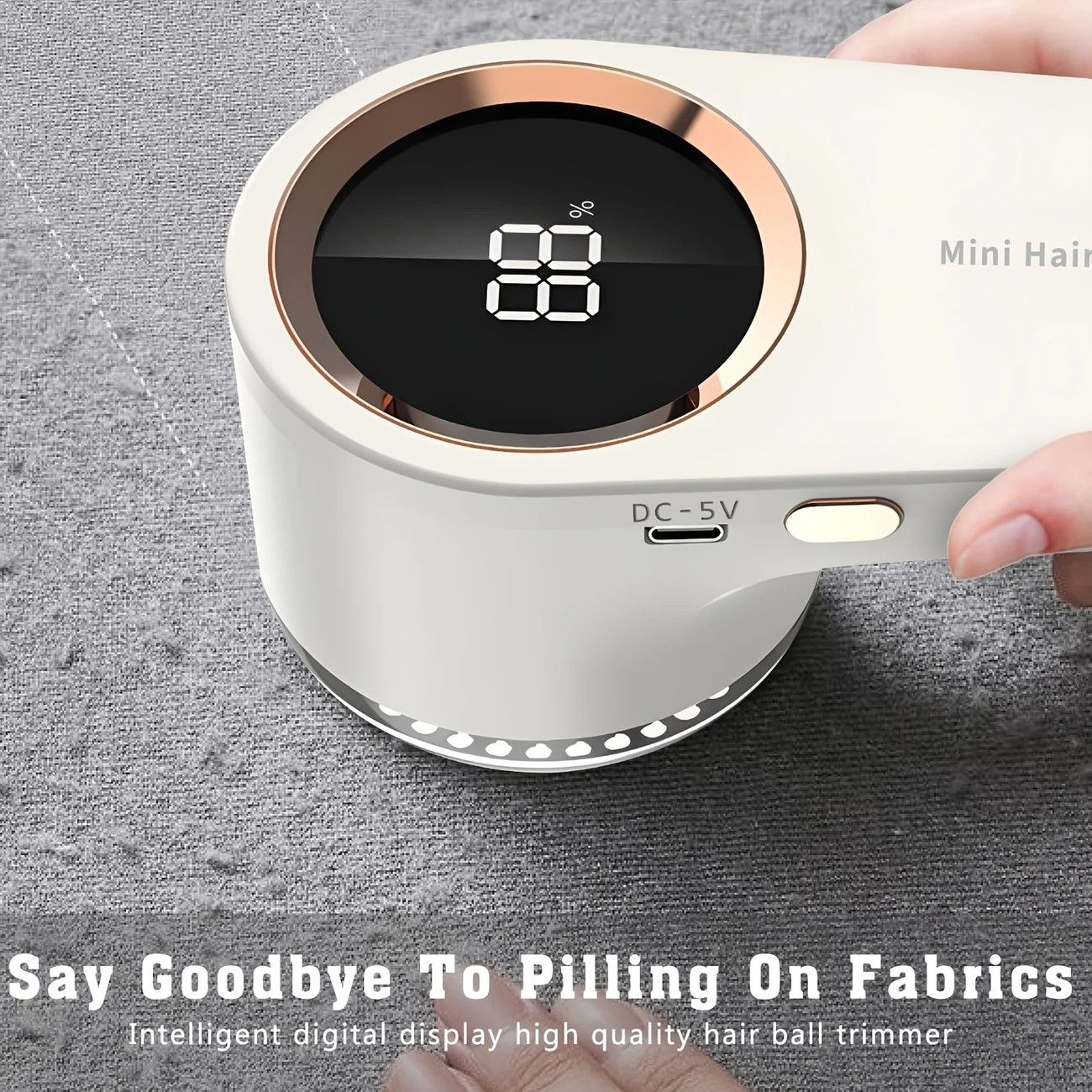 USB rechargeable fabric shaver, digital display portable design, long-lasting battery for home and travel, easily removes pills from clothes and socks.(WHITE) - Image 4