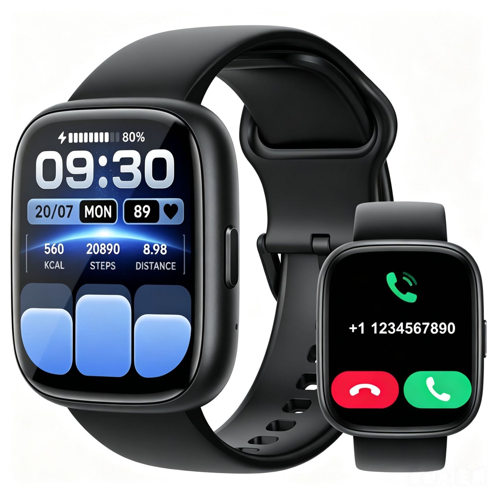Smartwatch Voice Assistant Bluetooth Calling Health Monitoring Step Tracking  Message Alerts/black - Image 1