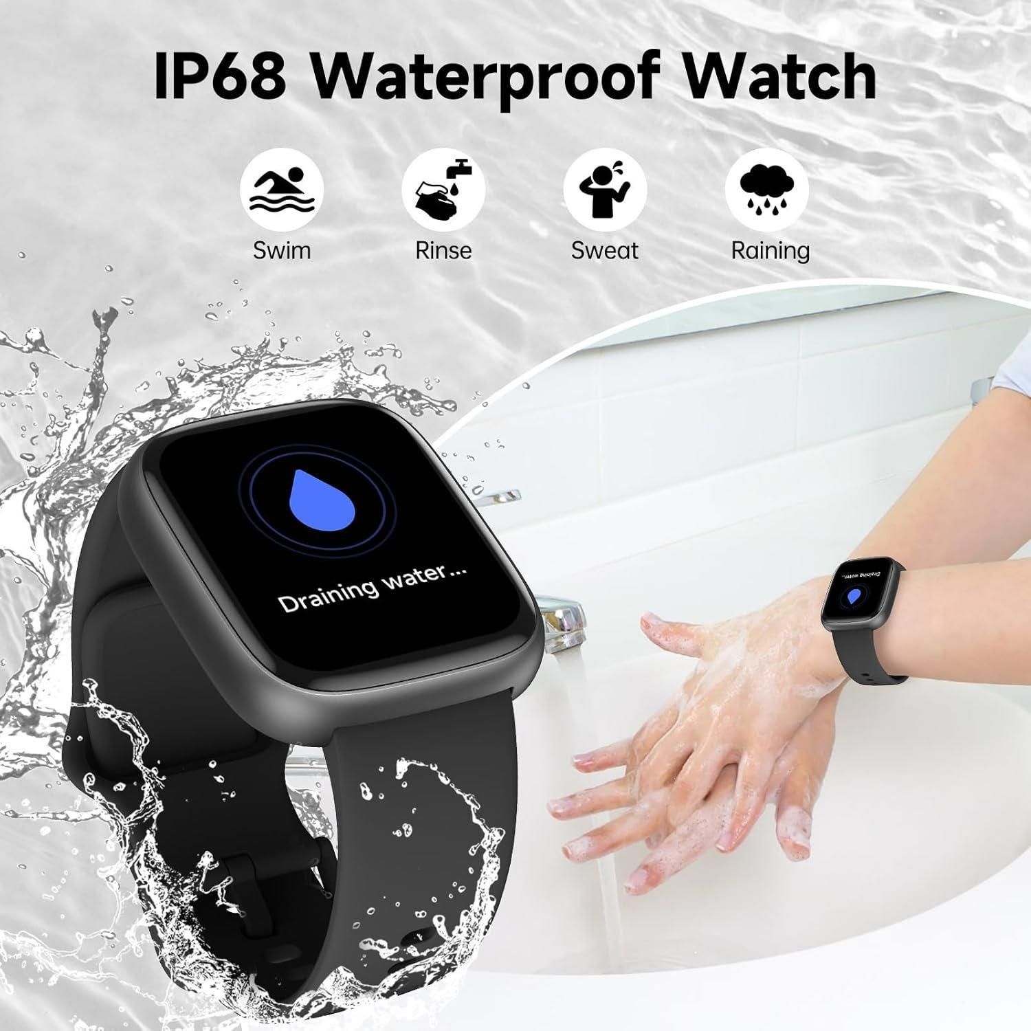 Smartwatch Voice Assistant Bluetooth Calling Health Monitoring Step Tracking  Message Alerts/black - Image 3