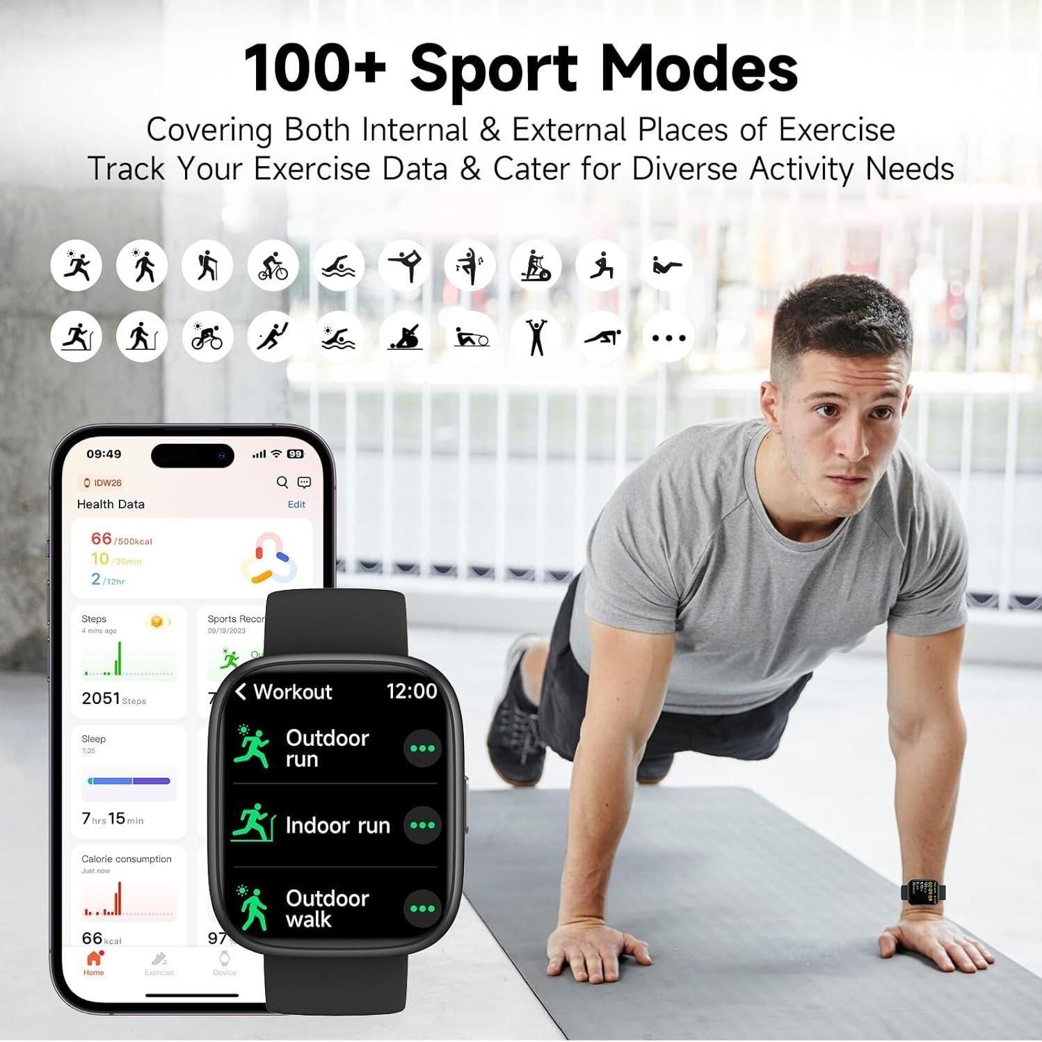 Smartwatch Voice Assistant Bluetooth Calling Health Monitoring Step Tracking  Message Alerts/blue - Image 3