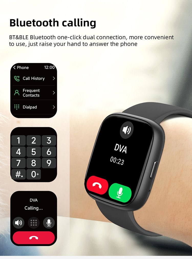 Smartwatch Voice Assistant Bluetooth Calling Health Monitoring Step Tracking  Message Alerts/blue - Image 7
