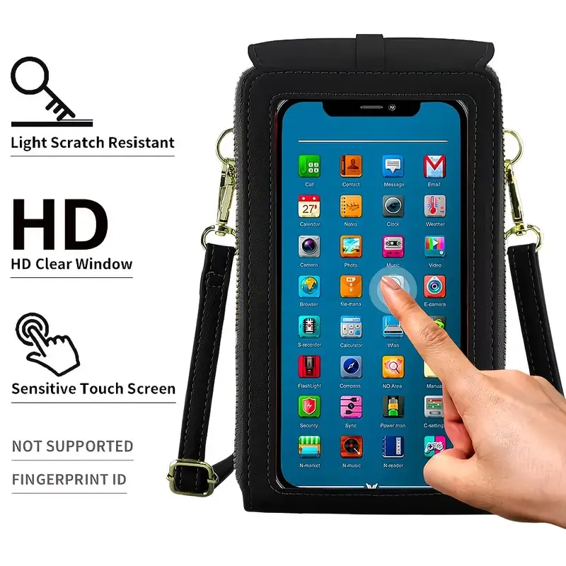 PVC Phone Bag and Coin Purse Two in One: High Definition Touch Screen Window for Sensitive Control, Zipper Anti Loss Adjustable Shoulder Strap, Practical and Beautiful for Travel Storage/PINK - Image 8
