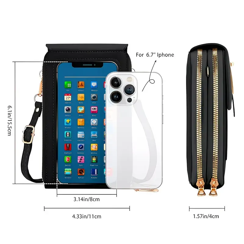 PVC Phone Bag and Coin Purse Two in One: High Definition Touch Screen Window for Sensitive Control, Zipper Anti Loss Adjustable Shoulder Strap, Practical and Beautiful for Travel Storage/BLUE - Image 7