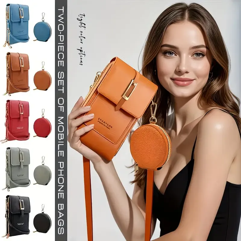 PVC Phone Bag and Coin Purse Two in One: High Definition Touch Screen Window for Sensitive Control, Zipper Anti Loss Adjustable Shoulder Strap, Practical and Beautiful for Travel Storage/GREY - Image 2