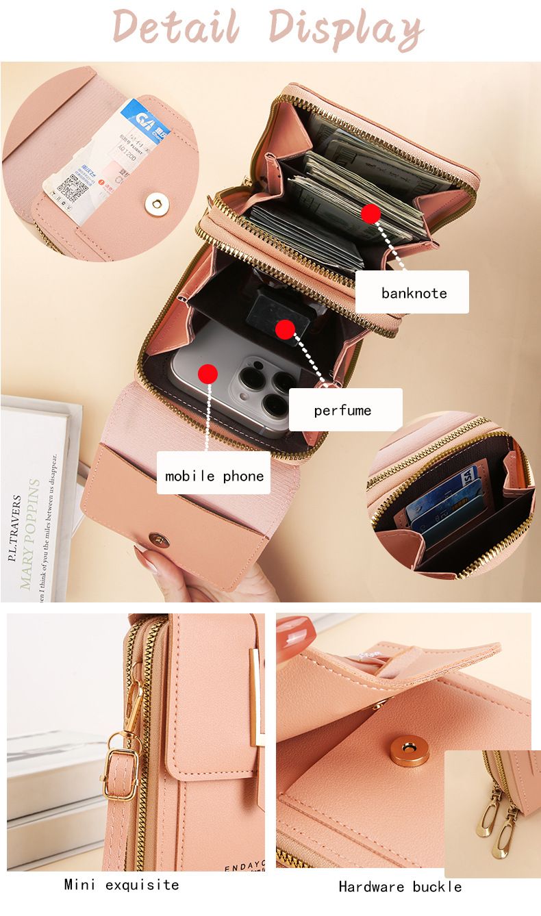 PVC Phone Bag and Coin Purse Two in One: High Definition Touch Screen Window for Sensitive Control, Zipper Anti Loss Adjustable Shoulder Strap, Practical and Beautiful for Travel Storage/GREY - Image 5