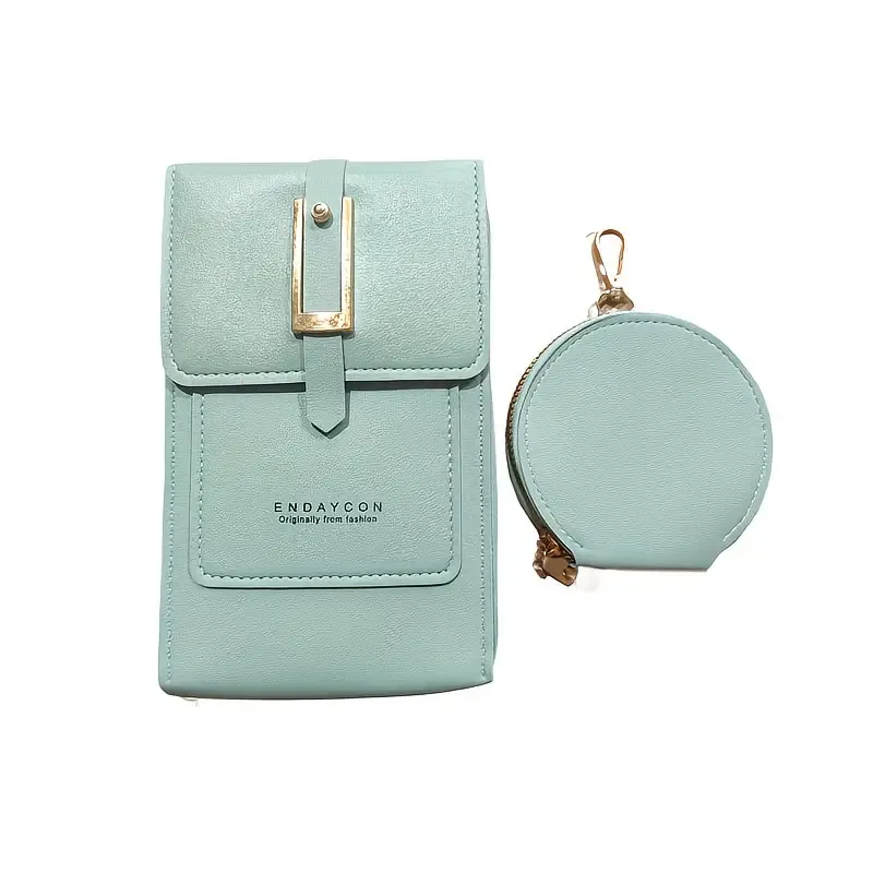PVC Phone Bag and Coin Purse Two in One: High Definition Touch Screen Window for Sensitive Control, Zipper Anti Loss Adjustable Shoulder Strap, Practical and Beautiful for Travel Storage/GREEN - Image 1